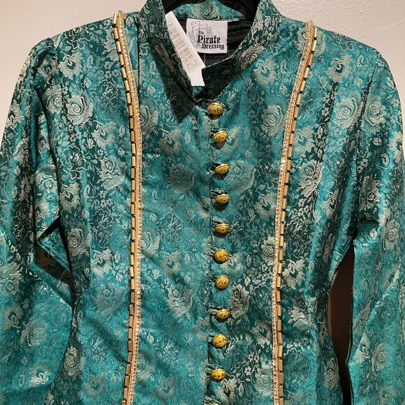Duchess Judith The Pirate Dressing Green Gold Brocade Jacket Ren Faire Small NWT - Picture 4 of 15